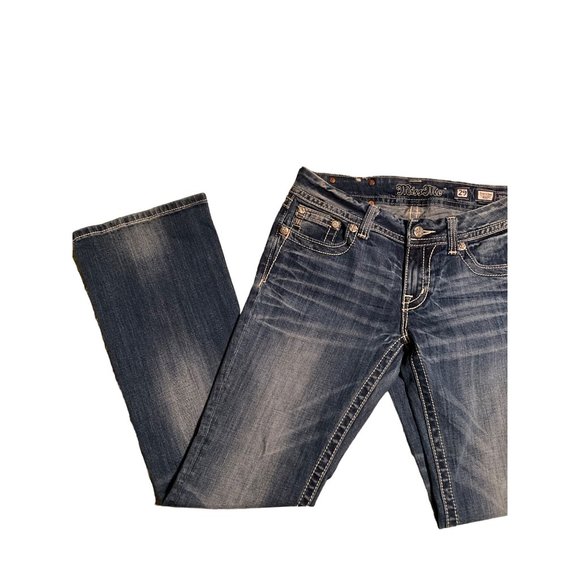 Miss Me Denim - Miss Me Jeans Size 29 JE8013BR Bootcut Silver Tone Buttons Rhinestones, Metal Ac